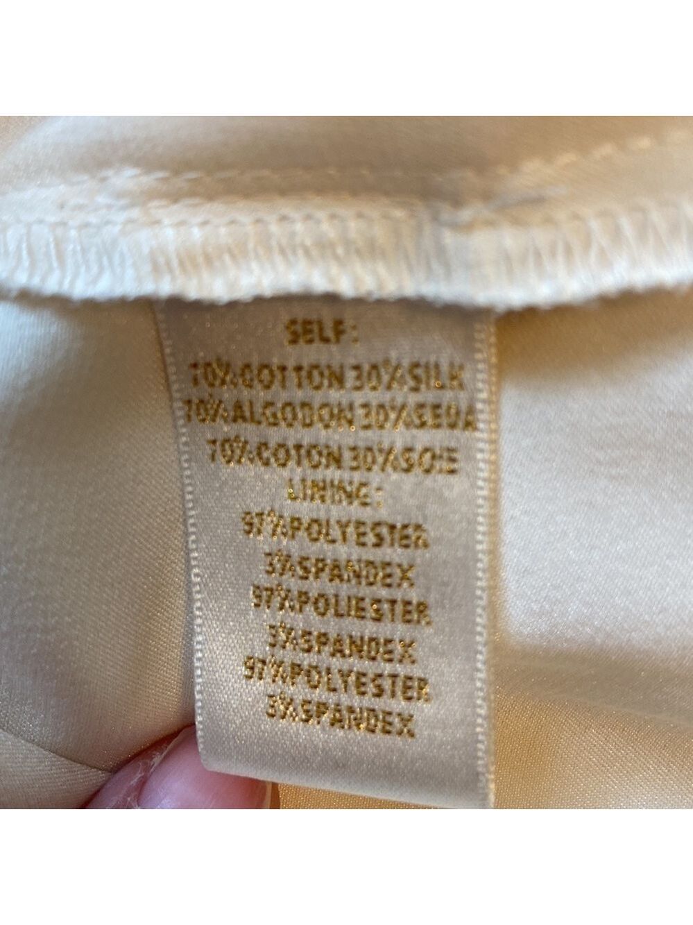 Jenny Han Shift Dress Ruffle Beaded Cotton/Silk Cream Size M - Picture 8 of 8
